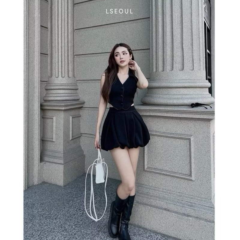 Pass set LSeoul size S bao gồm chân váy bí và áo