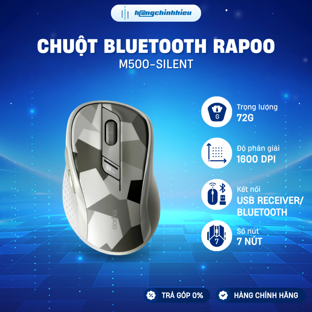 Chuột Bluetooth Rapoo M500 Silent - Màu Xám