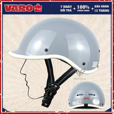 Mũ Bảo Hiểm Dáng Cá Heo XÁM XI MĂNG VaroHelmet - Nón Cá Heo Chính Hãng Đạt Chuẩn Kiểm Định Freesize