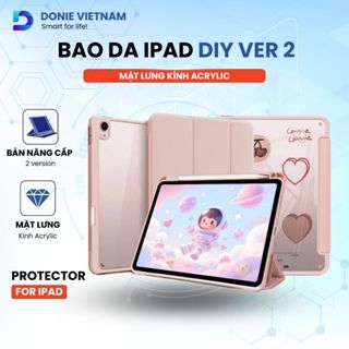 [Best seller] Bao Da Ipad DIY Ver 2 Màu Pastel Mặt Lưng Kính Cường Lực Arcylic iPad A16 Gen 10/11 Air 6/7 P04