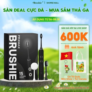 [GIÁ 624K TẠI LIVE SHOP] Bàn Chải Điện Brushie Promax, 15 Chế Độ Làm Sạch, Tích Hợp Đầu Rửa Mặt, Công Nghệ Sóng Âm