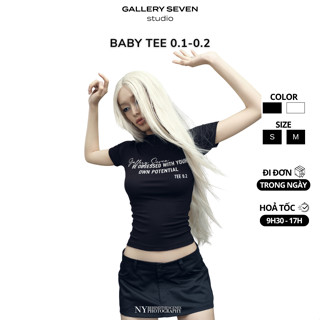[BABY TEE CITY HEAT ] Áo baby tee GALLERY SEVEN ôm cá tính y2k đen trắng basic chất cotton