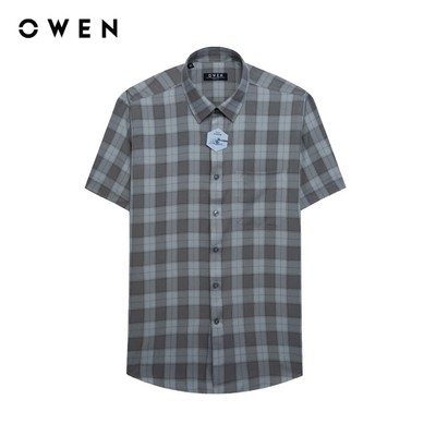 Owen - Áo sơ mi ngắn tay Regular Fit AR250116NT màu Xám đậm chất liệu Nano