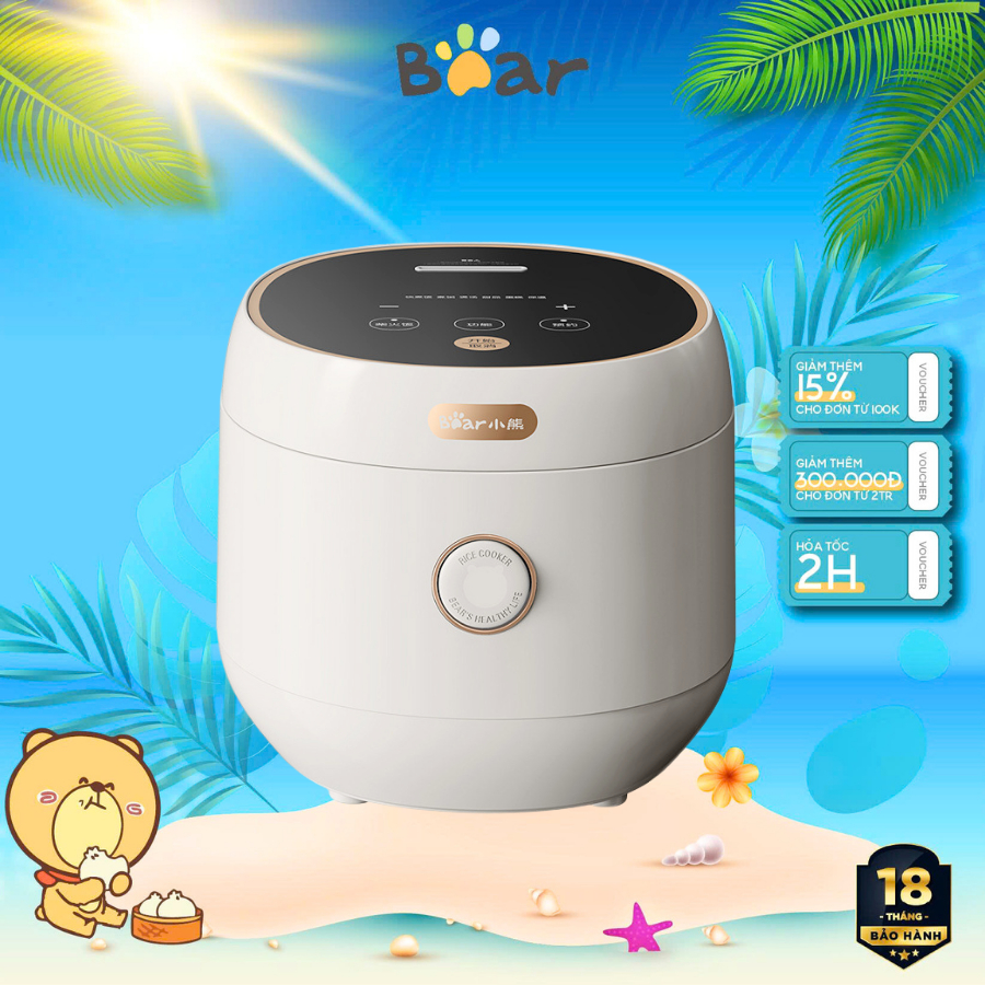 Nồi cơm điện 3L Bear DFB-C30L3 (SB-NC30B), Lòng Nồi 6 Lớp Đa Năng Nấu Cháo Hấp Hâm Nóng, BH 18 Tháng