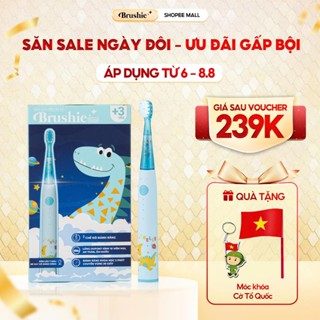 [GIÁ 258K TẠI LIVE SHOP] Bàn chải điện Brushie Kidss đầu lông bàn chải mềm mượt, 3 chế độ làm sạch răng hiệu quả