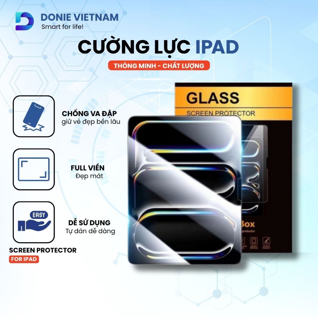 Kính Cường Lực iPad - Có Khung Tự Dán Magic Glass Shield Donie Vietnam C03