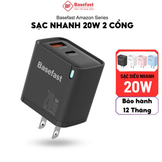 Củ sạc nhanh 2 cổng Basefast Cốc sạc 20W chống quá tải nhiệt cho phone 11 12 13 14promax android
