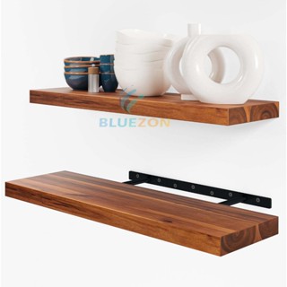  Combo 2 kệ gỗ treo tường BLUEZON dài 61cm kèm chốt âm tường chữ U phụ kiện vít tắc kê 