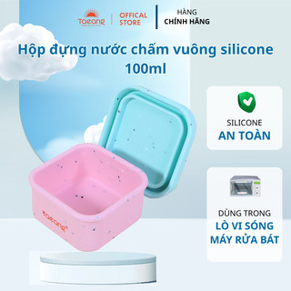  Hộp đựng nước chấm vuông silicone 100ml màu tím an toàn sử dụng cho lò vi sóng 