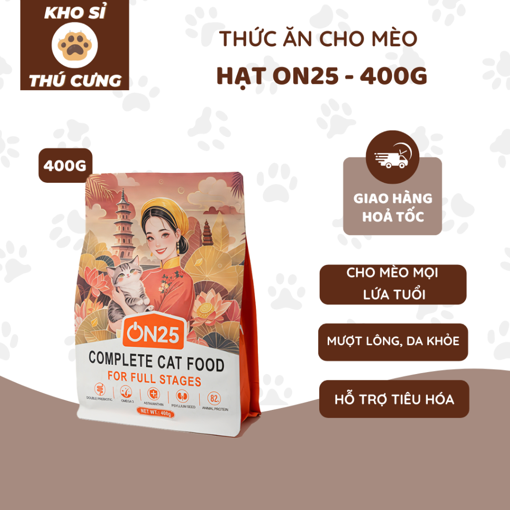 Hạt On25 Cat SEAL 400G hạt cho mèo, mèo con, mèo trưởng thành Cats On, Caton