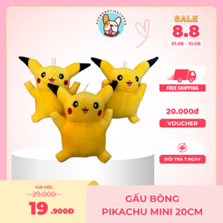 [Combo 10 con] Gấu Bông Mini Pikachu 20cm, Gấu Bông Mini Giá Rẻ Để Cabin Xe Tải Lớn, Nhỏ Siêu Rẻ