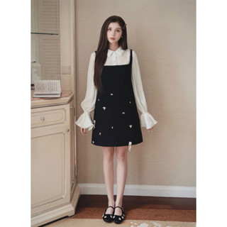 ARA - Váy đầm suông dáng yếm phối cổ sơ mi đính đá Mika Dress V125