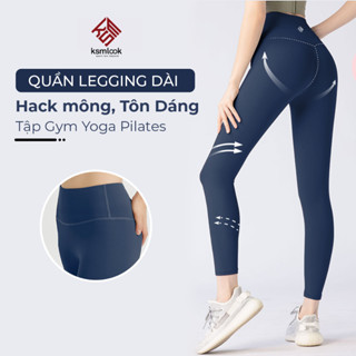 Quần Legging Dài Thể Thao Nữ KSM Tập Gym Yoga Pilates Cạp Cao Nâng Mông Tôn Dáng Cao Cấp Vải Mềm Thoáng Khí LG601