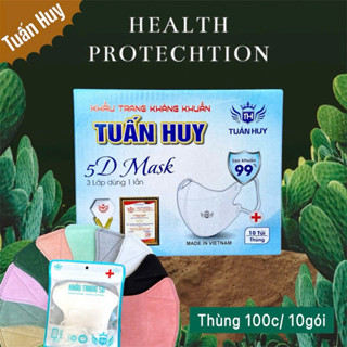  500C Khẩu Trang 5D Tuấn Huy Kháng Khuẩn 3 Lớp Chống Nắng Chống Tia UV Bảo Vệ Sức Khoẻ Chính Hãng 