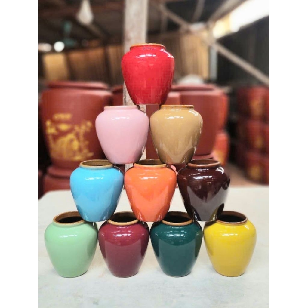 Combo 10 chiếc Lu bia gốm Bát Tràng, lu tròn uống nước, trà sữa, sinh tố, lu mini, lu làm tiểu cảnh