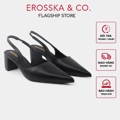 Giày cao gót Erosska thời trang mũi nhọn phối dây hở gót cao 5cm ver 2 - EH015