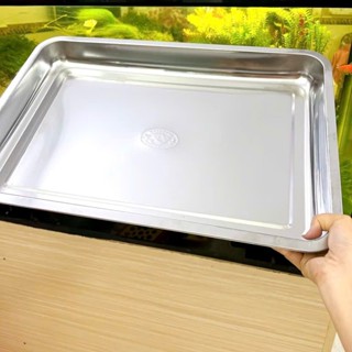  Khay  Mâm inox Hình Chữ Nhật sâu Lòng 5Cm. Khay Mâm inox đựng thức ăn 