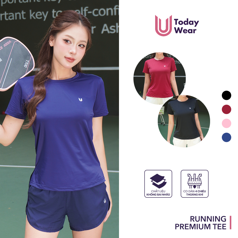 Áo thun thể thao nữ cao cấp dáng suông xẻ tà Running Premium Today U Wear tập gym yoga thoáng mát th