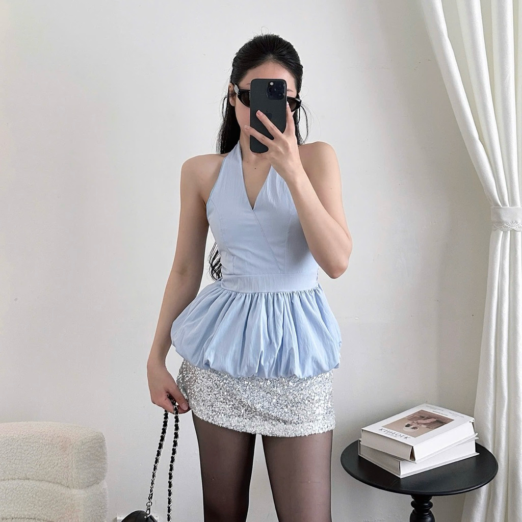 Áo Yếm Gió Trơn Nhiều Màu Lưng Chun Bo Chun Form Bí Xoè, Áo Kiểu Nữ | BigBuy360 - bigbuy360.vn