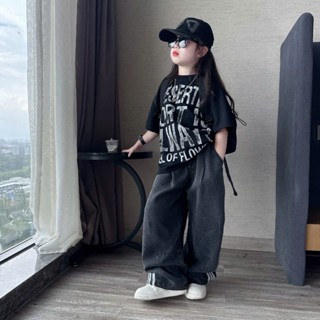   Se  Set bộ đồ áo chữ kèm quần jean cá tính cho bé gái từ 15-50kg 