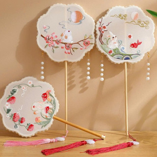 Quạt lụa cổ trang cầm tay phong cách cung đình Trung Quốc, phụ kiện chụp ảnh và biểu diễn LILA QUATCTDAI6