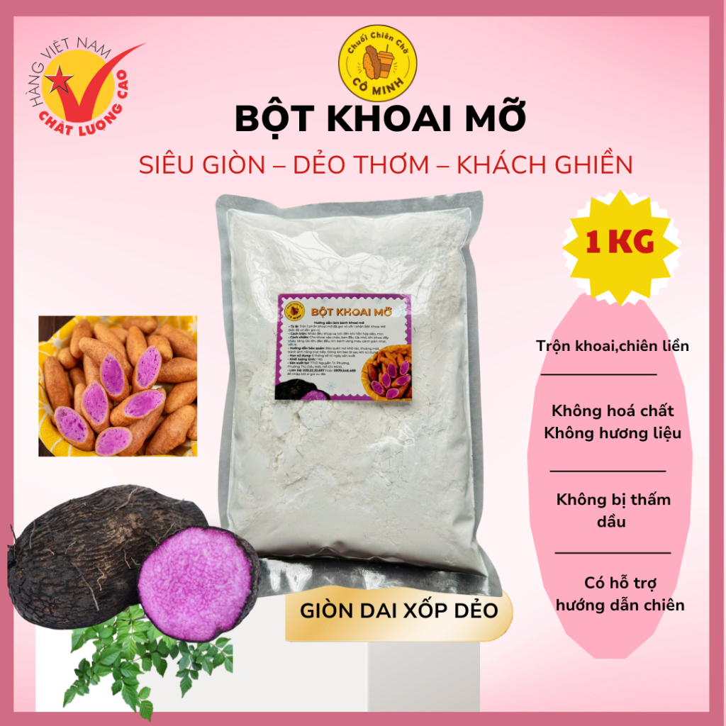 1 Kí Bột Chіên Khoai Mỡ trộn sẵn Siêu Giòn Dẻo Thơm Khách Ghiền, dễ chiên