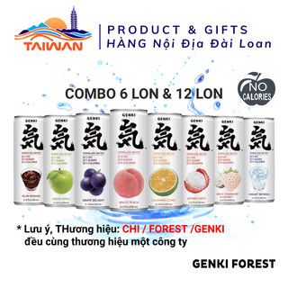  Combo 6 lon Nước Soda trái cây Genki Forest sparkling có ga không calo lon 330ml 