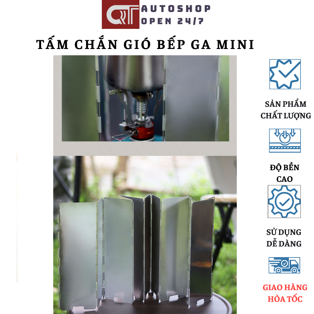 Tấm Chắn Gió Bếp Ga Dã Ngoại Bằng Hợp Kim Nhôm Chất Lượng Cao, Có Thể Gấp Gọn QT Auto247