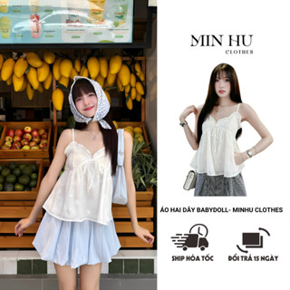 Áo 2 Dây Dáng BabyDoll, Áo Hai Dây Cổ V MINHU CLOTHES Họa Tiết Hoa Cúc Phối Nơ Siêu Xinh