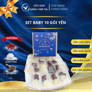  Set 10 gói yến baby vụn  THẬT + NGUYÊN CHẤT  tặng kèm táo đỏ hạt chia đường phèn 