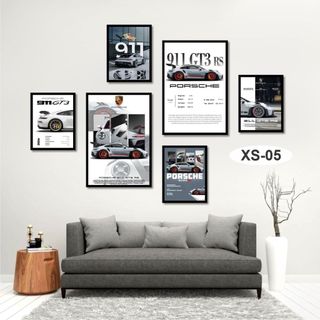  Set 6 tranh dán tường formex poster siêu xe decor phòng khách phòng ngủ có sẵn keo mặt sau Táo Decor 