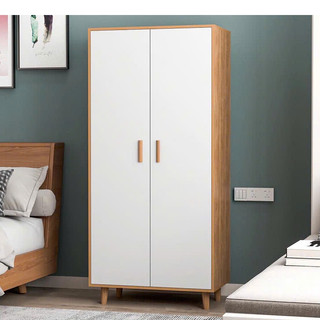 Tủ quần áo 2 cánh mở và 2 ngăn kéo màu gỗ sồi phối cánh trắng kt: 80x180x55, tủ đưng đồ nhỏ gọn tiện lợi