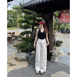 Quần Bò Jeans Nữ Ống Rộng, Quần Bò Denim Suông Ống Rộng Màu Trắng Kèm Đai Bản Cạp Cao Siêu Hách Dáng Cực Đỉnh