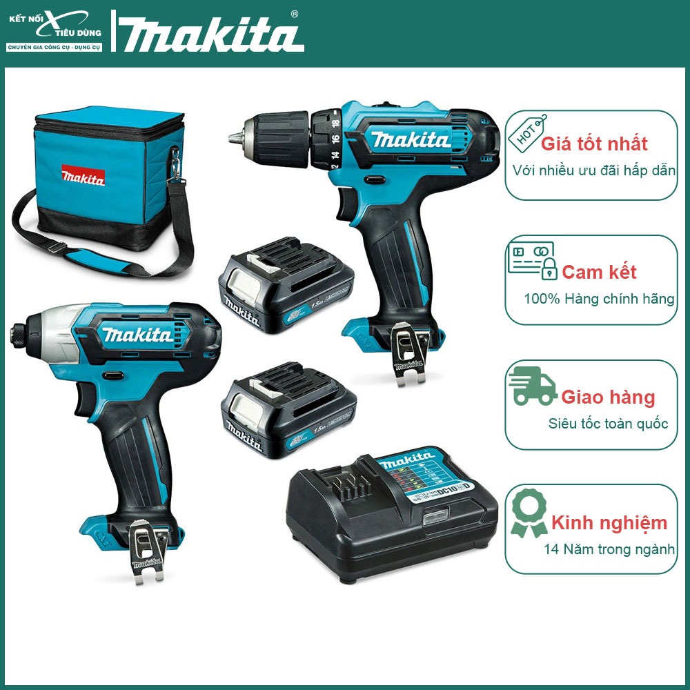 Bộ máy khoan và vặn vít dùng pin 12V Makita CLX224S | Kết Nối Tiêu Dùng