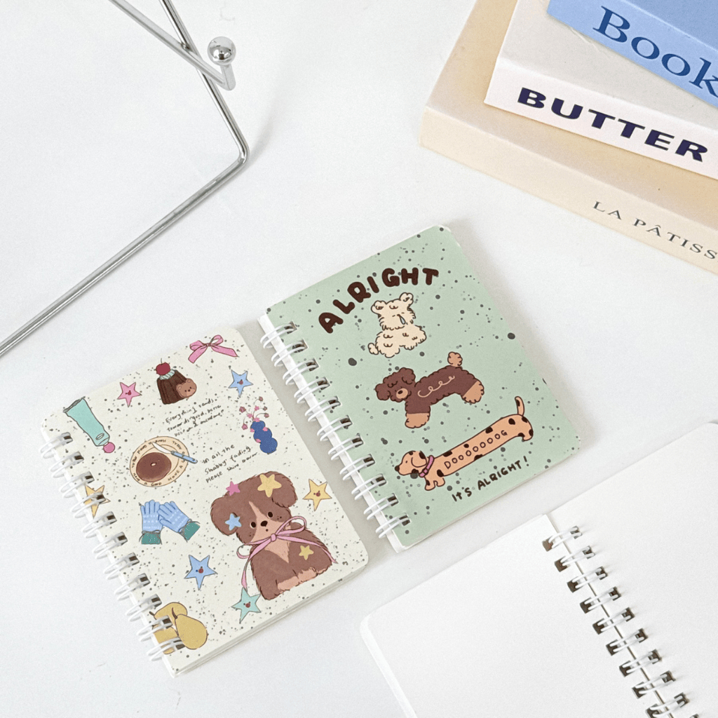 Sổ vở lò xo mini MJ Cute dog alright have a good meal 8x10 - Mix