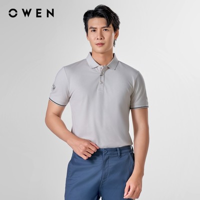 Owen - Áo polo Bodyfit APV253636 màu Be chất liệu CVC Spandex