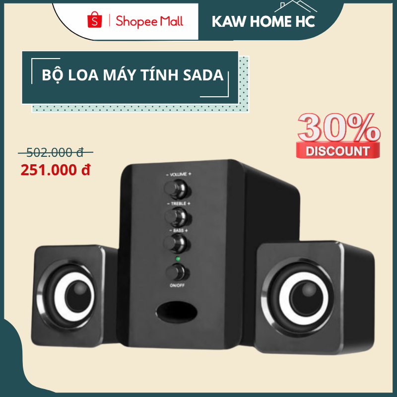 Bộ Loa Máy Tính  KAW/SADA D202 Bass Chuẩn, âm thanh Tuyệt Đỉnh, thiết kế bắt mắt Sang Trọng