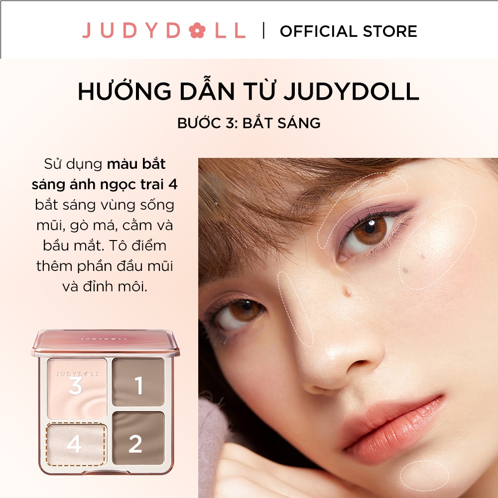 JUDYDOLL Phấn bắt sáng tạo khối 4 ô Highlight Contour Palette Tự nhiên Lâu trôi Chống nước 9g | BigBuy360 - bigbuy360.vn