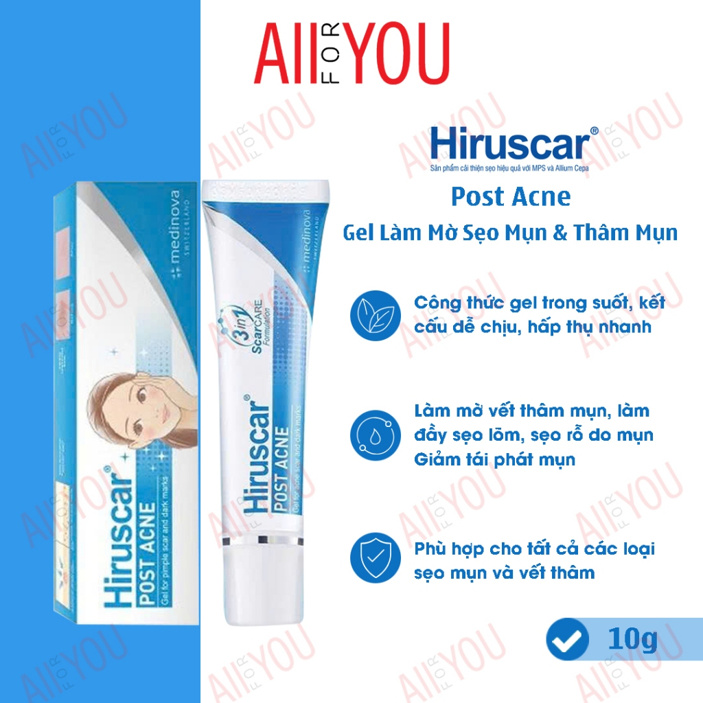 [CHÍNH HÃNG - HSD 2028] HIRUSCAR Post Acne 10g - Gel Làm Mờ Sẹo Mụn Và Thâm Mụn.