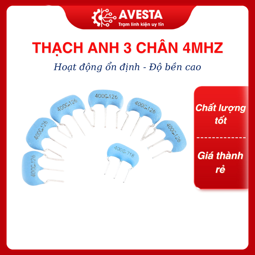 Thạch anh 3 chân 4mhz chân cắm chất lượng cao Avesta