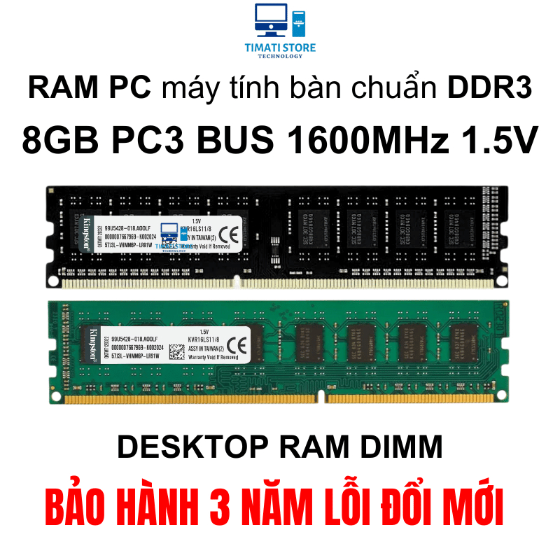 Ram PC kingston 8GB DDR3 bus 1600 Mhz Memory Ram PC máy bàn 8GB PC3 12800 - Bảo hành lỗi đổi mới