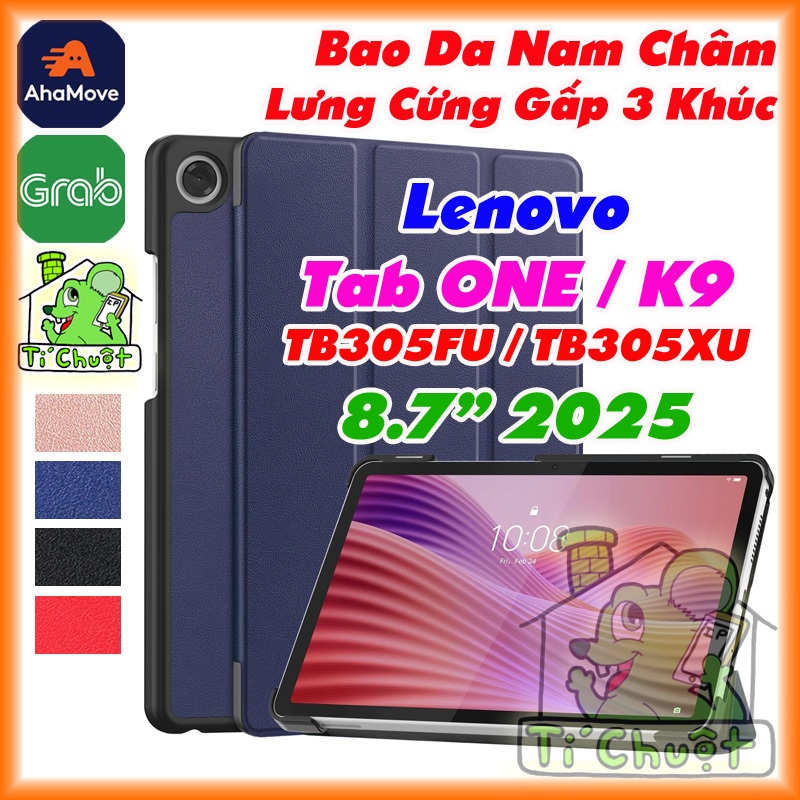 [Ảnh Thật] Bao Da MTB Lenovo TAB ONE 8.7" 2025 / Tab K9 8.7 TB305FU Gấp 3 Khúc Lưng Cứng Có Nam Châm