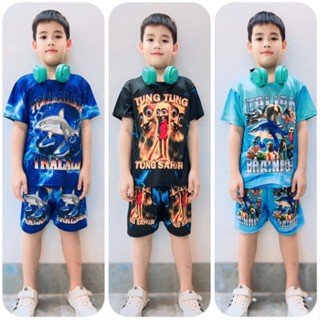 [Combo 3 bộ size 10-55kg] Hottrend Tung tung sahur-Tralalero bộ đồ bé trai chất thun lạnh