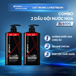 Combo 2 Dầu Gội/Tắm Gội Xmen for boss 650g/chai Intense/Luxury/Legend/Motion - Hương nước hoa châu Âu [L]