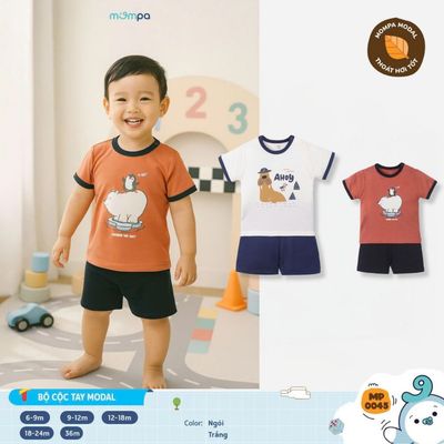 Đồ bộ bé trai bé gái Mompa cộc tay 6 tháng - 3 tuổi vải Modal thấm hút mềm mại 0045