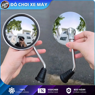 Gương Chiếu Hậu Xe Máy Tròn Lồi Chân Trắng, Gương Kính Xe SH Mode/ Vision/ Lead/ Vespa/ Grande...
