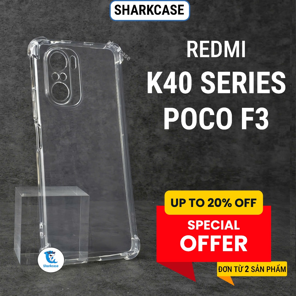 Ốp lưng Poco F3, Redmi K40, K40 Gaming pro dẻo trong suốt silicon chống sốc bảo vệ bốn góc sharkcase