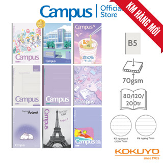 Vở Kẻ Ngang Màu Tím Campus NHIỀU MẪU [Miền Bắc] kẻ ngang Khổ B5 gáy keo mở phẳng 80/120/200tr Vở Ghi Chép Chính Hãng