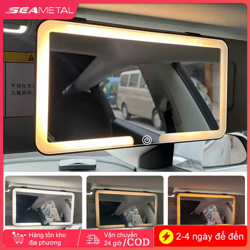 Gương trang điểm che nắng ô tô SEAMETALmàn hình cảm ứng có thể điều chỉnh độ sáng ba màu có thể sạc