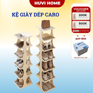Kệ để giày dép đa năng, đựng đồ nhiều tầng ( Caro - Sọc ) dễ dàng tháp lắp chất liệu nhựa PVC Huvi Home